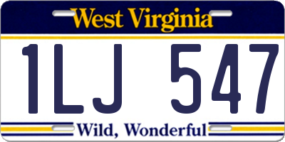 WV license plate 1LJ547