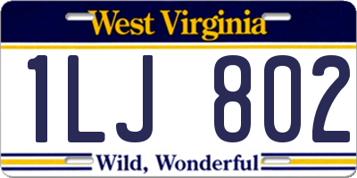 WV license plate 1LJ802