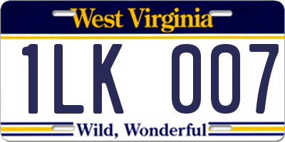 WV license plate 1LK007