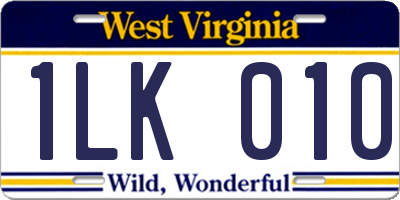 WV license plate 1LK010
