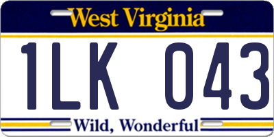 WV license plate 1LK043