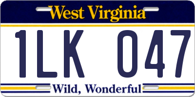 WV license plate 1LK047