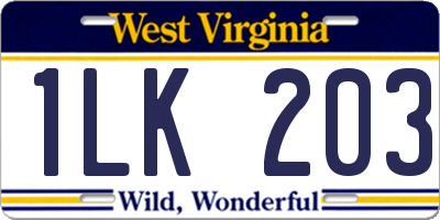 WV license plate 1LK203