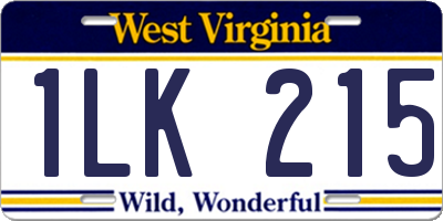 WV license plate 1LK215