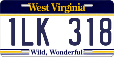 WV license plate 1LK318