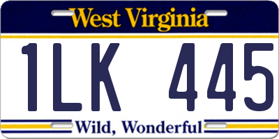 WV license plate 1LK445