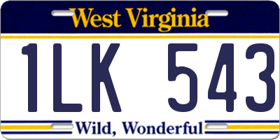 WV license plate 1LK543