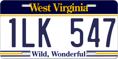 WV license plate 1LK547