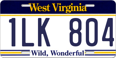 WV license plate 1LK804