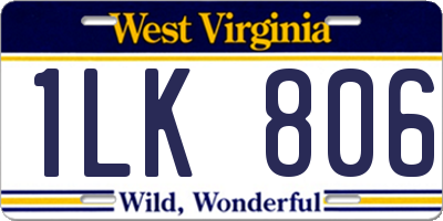 WV license plate 1LK806