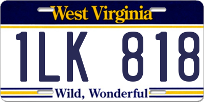 WV license plate 1LK818