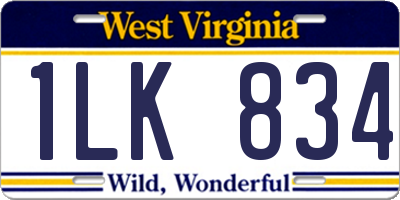 WV license plate 1LK834