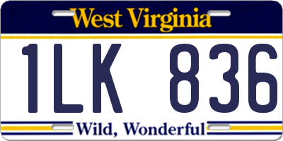 WV license plate 1LK836