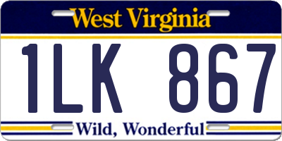 WV license plate 1LK867