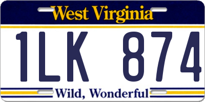 WV license plate 1LK874