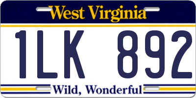 WV license plate 1LK892