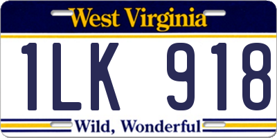 WV license plate 1LK918