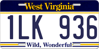 WV license plate 1LK936