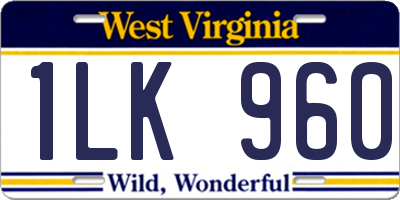 WV license plate 1LK960