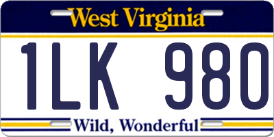 WV license plate 1LK980