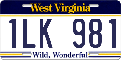 WV license plate 1LK981