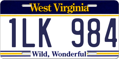 WV license plate 1LK984