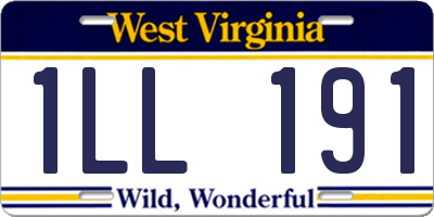 WV license plate 1LL191