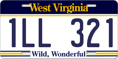 WV license plate 1LL321