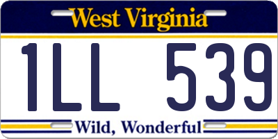 WV license plate 1LL539