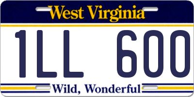WV license plate 1LL600