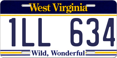 WV license plate 1LL634