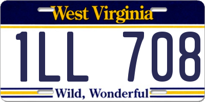 WV license plate 1LL708