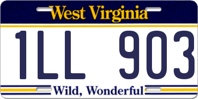 WV license plate 1LL903