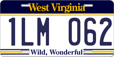WV license plate 1LM062