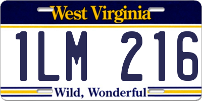 WV license plate 1LM216