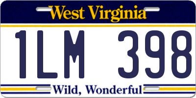 WV license plate 1LM398