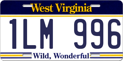 WV license plate 1LM996