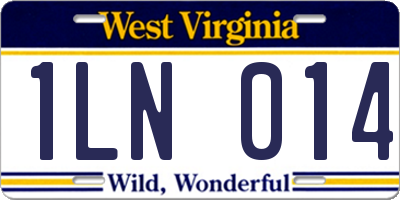 WV license plate 1LN014