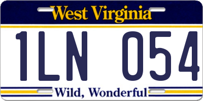 WV license plate 1LN054