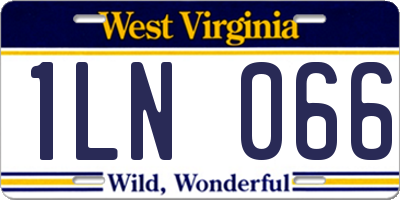 WV license plate 1LN066
