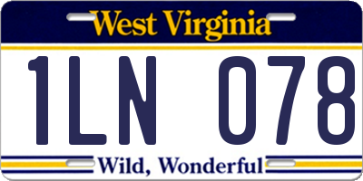 WV license plate 1LN078