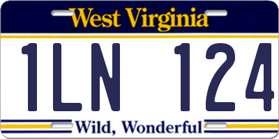 WV license plate 1LN124