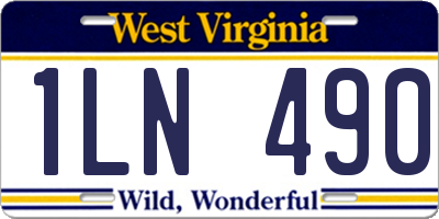 WV license plate 1LN490