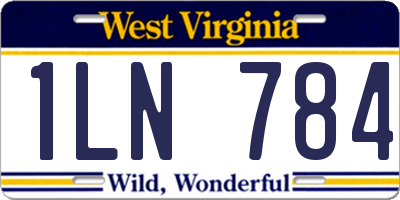 WV license plate 1LN784