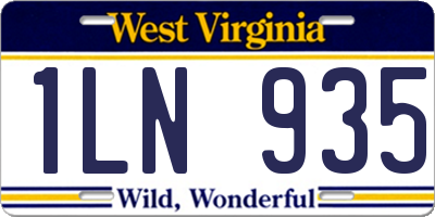 WV license plate 1LN935