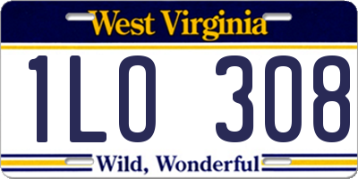 WV license plate 1LO308