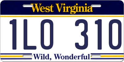 WV license plate 1LO310