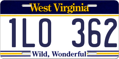 WV license plate 1LO362