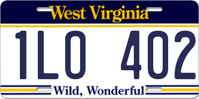 WV license plate 1LO402