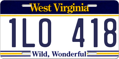 WV license plate 1LO418